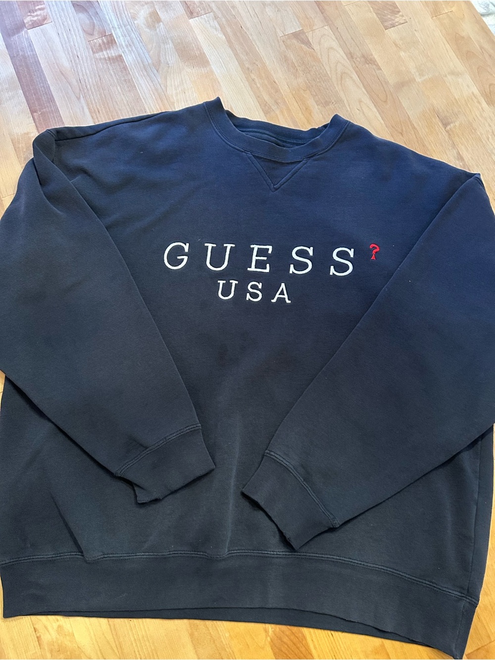 Vintage 1990s Guess Black Crewneck with White Logo